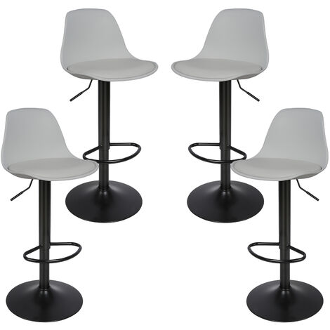 Haloyo Lot de 4 Tabourets de Bar en Cuir synthétique réglable en Hauteur,gris clair