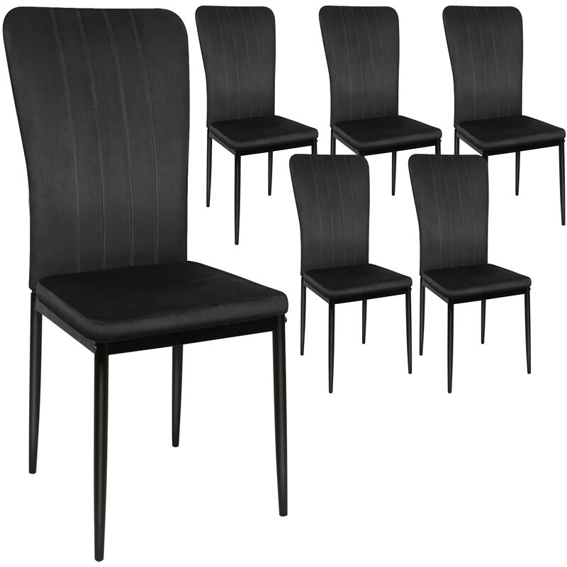 Haloyo - Lot de 6 Chaises de Salle à Manger Rembourrées avec Dossier Haut, Velours,noir