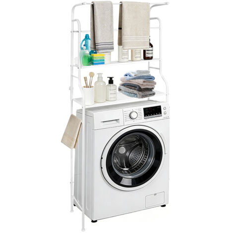 Haloyo® Mensola da bagno, mobiletto sopra il WC con 3 ripiani, per bagno, WC, balcone, 65x25x160 cm - Bianco