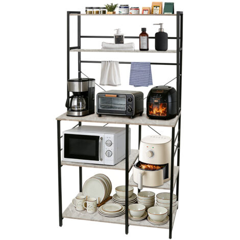 Haloyo® Mensola da cucina a 7 ripiani , design industriale, mensola autoportante per piano di lavoro realizzata in tubi metallici, 40x90x168 cm, grigia