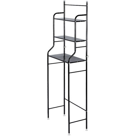 Haloyo Mensola per bagno a 3 livelli, mensola per WC, mensola per WC, nero