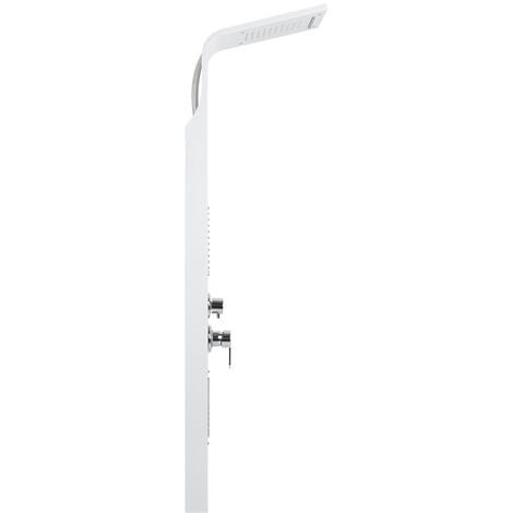 HALOYO Pannello Colonna Doccia in Acciaio Inox, Funzioni da massaggi, doccia a pioggia e doccetta 140207cm bianco