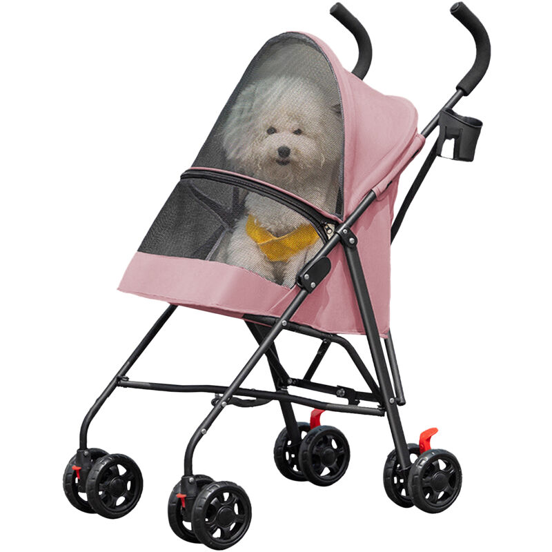 Haloyo® Passeggino portatile per animali domestici, passeggino per cani e gatti, fino a 15 kg, 97x45x55 cm, rosa