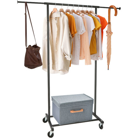 Haloyo Portant à Vêtements avec Roulettes,penderie à vêtements portable extensible,Porte-manteau, 132 x 45.4 x 160cm,noir