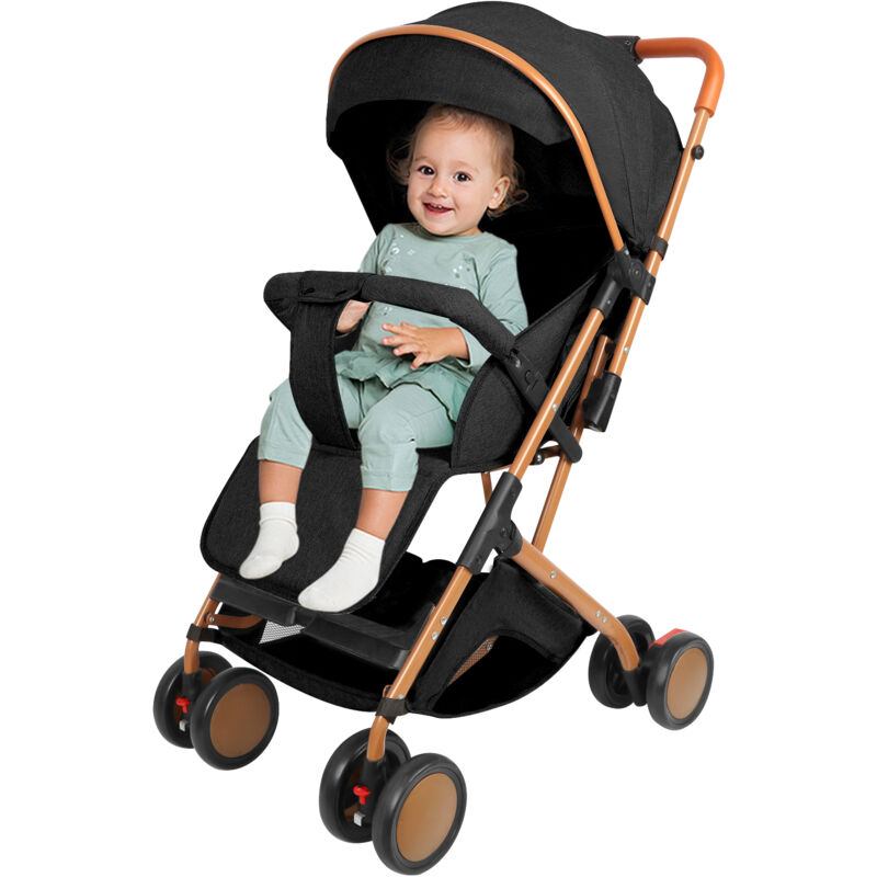 Haloyo® Poussette, Poussette pour bébé avec dossier réglable, Suspension 4 roues, Espace rangement sous siège, 45x71x98cm, noir Haloyo® Poussette, Poussette pour bébé avec dossier réglable, Suspension 4 roues, Espace rangement sous siège, 45x71x98cm, noir