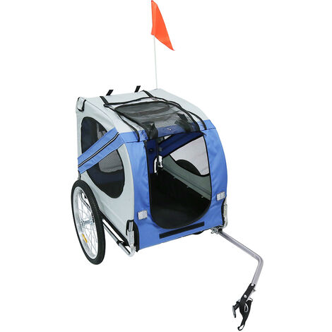 Haloyo Remorque vélo pour Chien Pliable,Chariot Animal Compagnie,Vélo,137 x 73 x 90cm,Noir rougeâtre，gris bleu