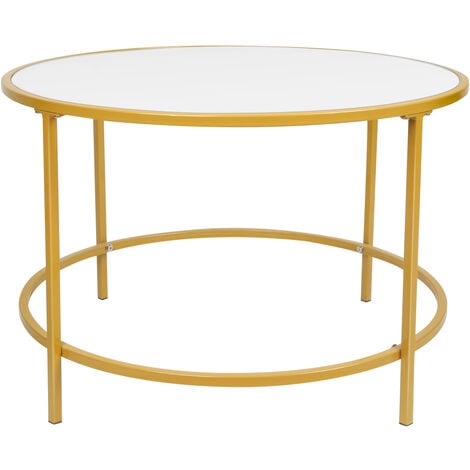 Haloyo Runder Couchtisch, Wohnzimmer-Beistelltische, Eisen, Gold