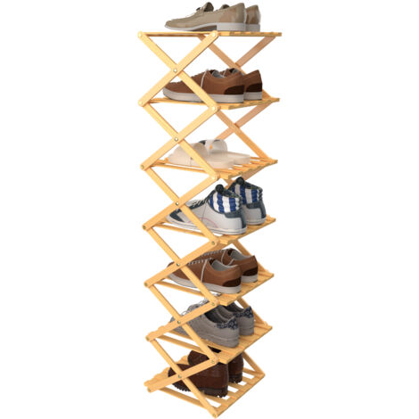 Haloyo® Scarpiera in bambù a 7 ripiani, scaffale pieghevole in bambù per scarpe, per corridoio, armadio, color legno