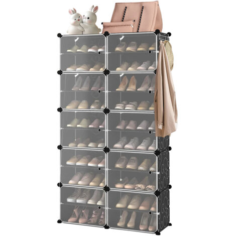 Haloyo® Schuhregal mit 10 Ebenen, Schuh-Organizer, für Flur Schlafzimmer Eingang, Schuh-Organizer, Schwarz