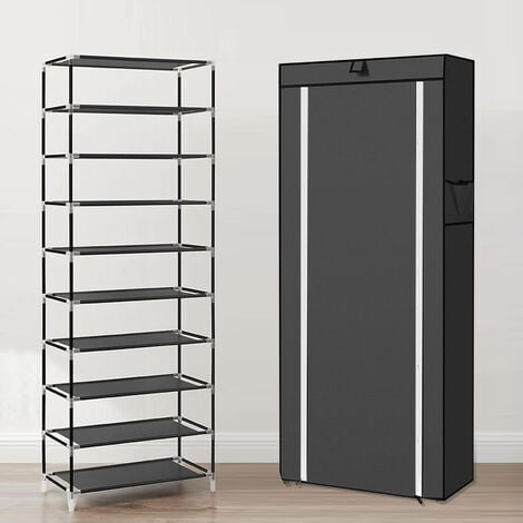 Haloyo® Schuhregal mit 10 Ebenen,Set aus 2 stapelbaren 4-stufigen Schuhorganizern,60 x 30 x 160 cm,dunkelgrau