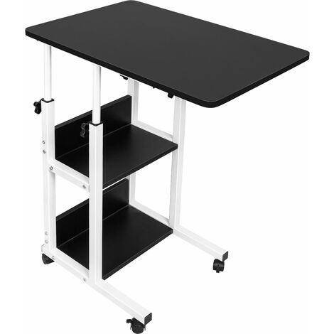 Haloyo Scrivania mobile, tavolo per laptop, altezza regolabile, con 4 ruote, nero