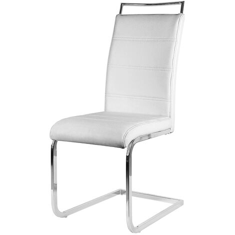 Haloyo set di 10 sedie da pranzo in PU, sedia da cucina, gambe cromate, bianco