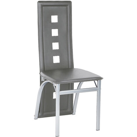 Haloyo Set di 10 Sedie da Pranzo, Sedia da Cucina con Sedile e Schienale in PU, Gambe in Metallo, Grigio
