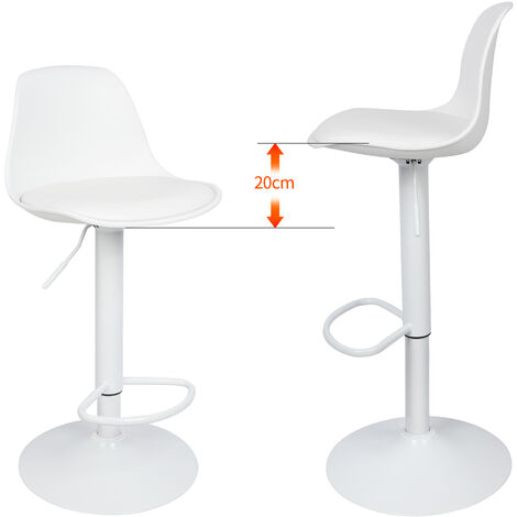 Haloyo Set di 2 sgabelli da bar in ecopelle regolabili in altezza,Bianco