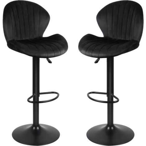 Haloyo® Set di 2 Sgabelli da Bar in Velluto  Altezza Regolabile  Design Moderno per Cucina e Sala  Nero  Base Stabile e Antiscivolo