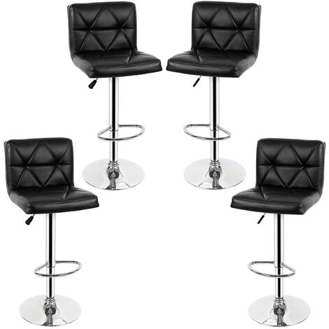 Haloyo Set di 4 Sgabelli da Bar, Sedia da Bar con Altezza Regolabile e Girevole, con Schienale, Rivestito in PU e Poggiapiedi, per Bancone o Cucina, Nero
