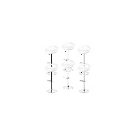 Haloyo Set di 6 Sgabelli da Bar di Design in Plastica ABS, Seggioloni con Schienale e Poggiapiedi, Girevole a 360°, Altezza Regolabile, Gamba Cromata, Bianco