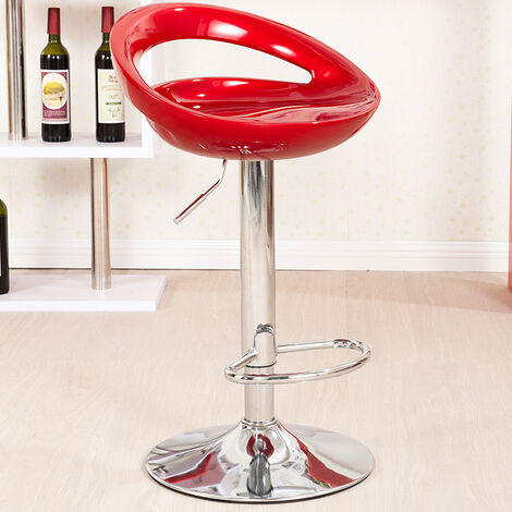 Haloyo Set di 6 Sgabelli da Bar di Design in Plastica ABS, Seggioloni con Schienale e Poggiapiedi, Girevole a 360°, Altezza Regolabile, Gamba Cromata,rosso