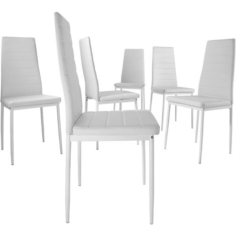 Haloyo Set di 8 Sedie da Pranzo, Sedia da Cucina in PU, Struttura in Metallo, Sedia Moderna per Sala da Pranzo, Soggiorno, Cucina,Bianco