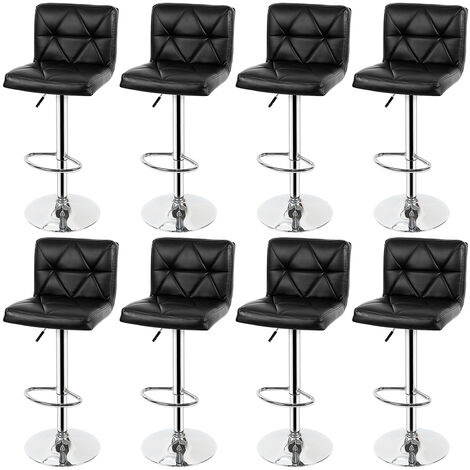 Haloyo Set di 8 Sgabelli da Bar, Sedia da Bar con Altezza Regolabile e Girevole, con Schienale, Rivestito in PU e Poggiapiedi, per Bancone o Cucina, Nero