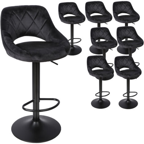 Haloyo Set di 8 Sgabelli da Bar, Sedia da Cucina, Sgabelli da Bar in Velluto, Sgabelli da Bar Girevoli con Schienale e Poggiapiedi, Altezza Regolabile, Nero