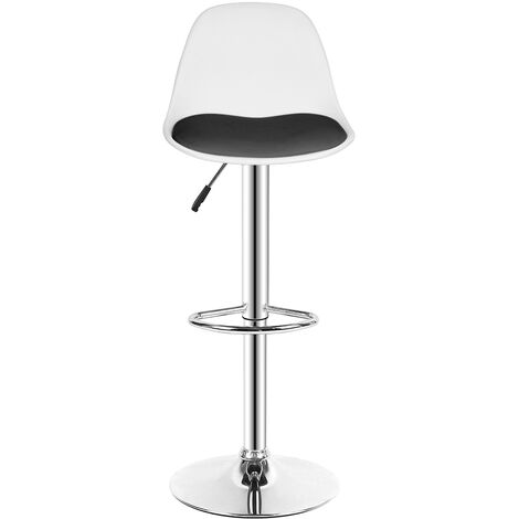 Haloyo Sgabello da Bar Set di 2, Regolabile in Altezza, Sedia da Bar da Cucina con Schienale e Poggiapiedi, Girevole a 360°,morsa bianca principale nera