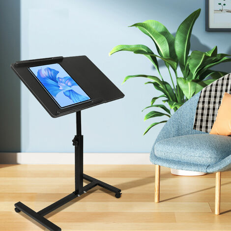Haloyo® Stehpult Höhenverstellbar,Schreibtisch,Mobile Präsentationswagen,70x44x65/95cm,Schwarz