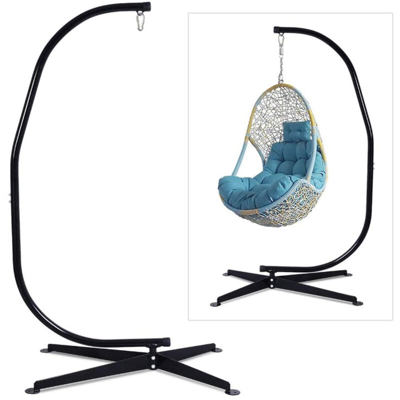 Support pour Chaise Suspendue en Forme d'œuf,Soutien en acier pour accrocher balancelle et chaises suspendues poids métal noir - Haloyo