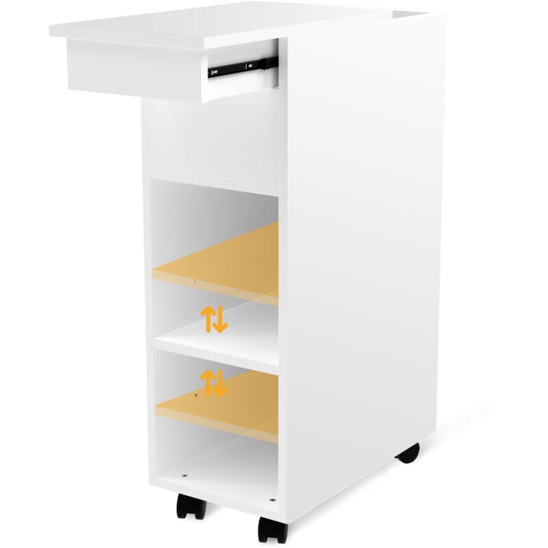 Table d'Appoint Moderne roulante, , Bout de Canapé, Table Basse, pour Salon, Chambre, 45x25x70cm, blanc - Haloyo