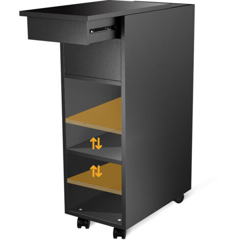 Haloyo® Table d'Appoint Moderne roulante, , Bout de Canapé, Table Basse, pour Salon, Chambre, 45x25x70cm, noir