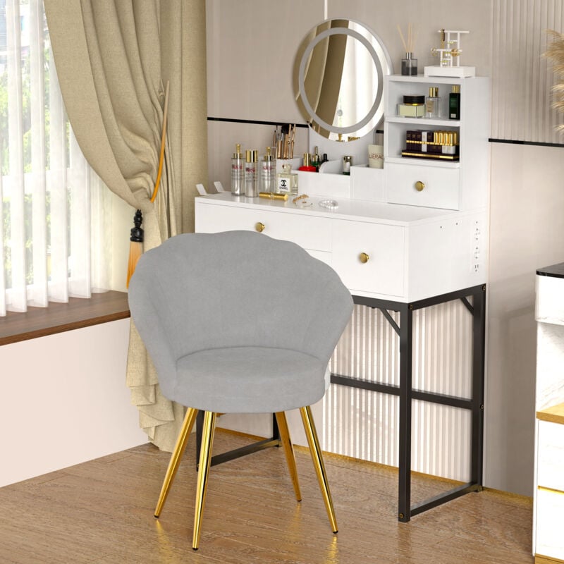 Haloyo® Table de Maquillage, Coiffeuse avec Miroir et Luminosité Réglable, Table Cosmétique, 80x40x140, blanc