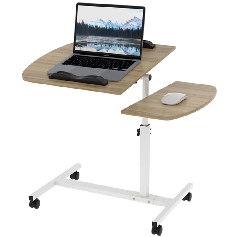 Haloyo - Table pour ordinateur à roulettes, Table de Lit, Bureau assis debout Haut Réglable, pour Ordinateur, Soins Médicaux, Café,