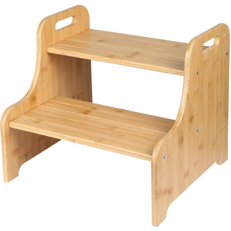 Haloyo® Tabouret à 2 marches en Bois pour Enfants, Repose-Pieds bureau, Support Polyvalent et Robuste, Couleur bois