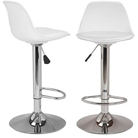 Haloyo Tabouret de Bar Lot de 2,Réglable en Hauteur,Chaise Bar Cuisine avec Dossier et Repose-Pieds,Pivotant à 360°,Blanc