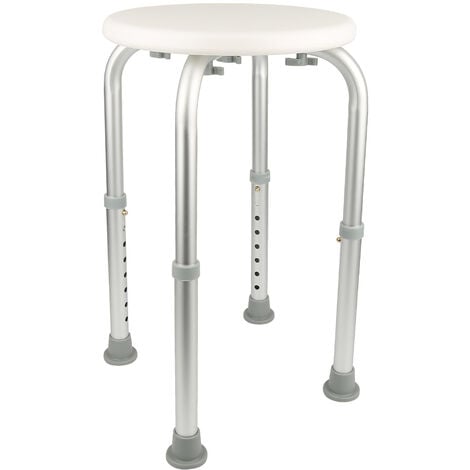 HALOYO Tabouret de douche Aluminium réglable en hauteur pour Douche Bain Toilette blanc