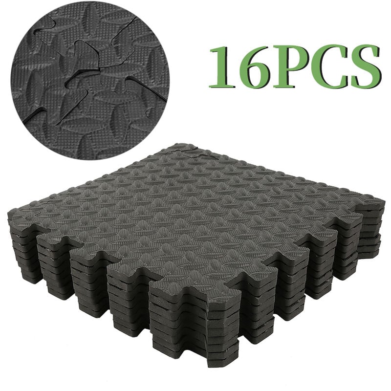Haloyo - Tapis de Sport de Sol 16 Dalles en Mousse ÉVA,Tapis Mousse,Tapis de Sol Puzzle,pour Gym, Musculation, Salle de Sport,Bordures 30cm x