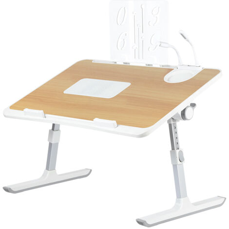 Haloyo® Tavolino pieghevole per laptop Tavolino da letto, regolabile in altezza e angolazione, per divano, studio, lettura e scrittura, 60x40x26-39 cm, noce