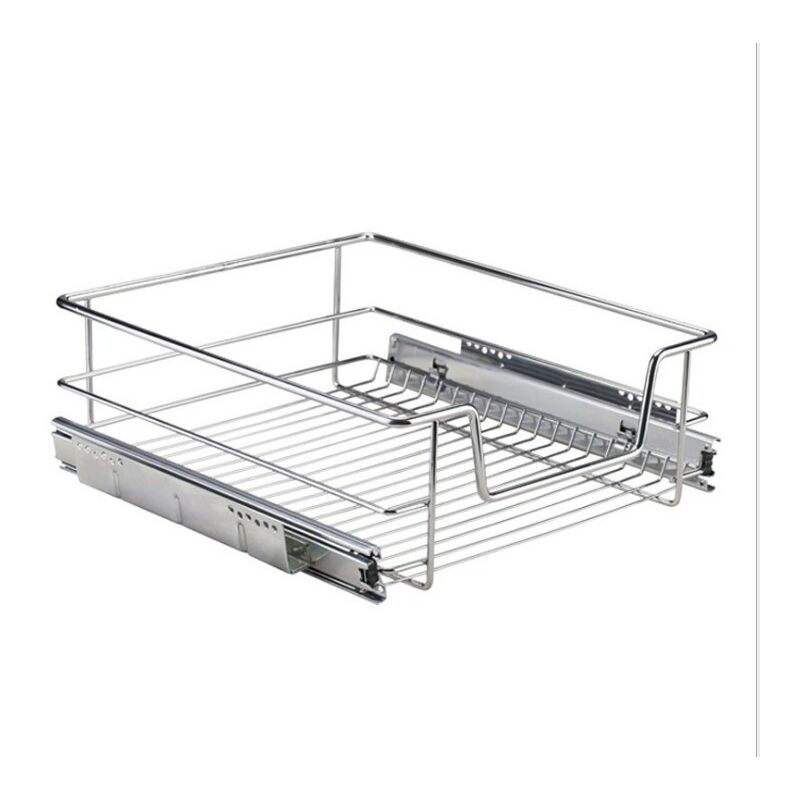 Haloyo - Tiroir à Mailles Métal Sous évier Rangement Organiseur pour Salle de Bain, Cuisine, Comptoir, Armoire,39 x 14 x 44 cm,Argent