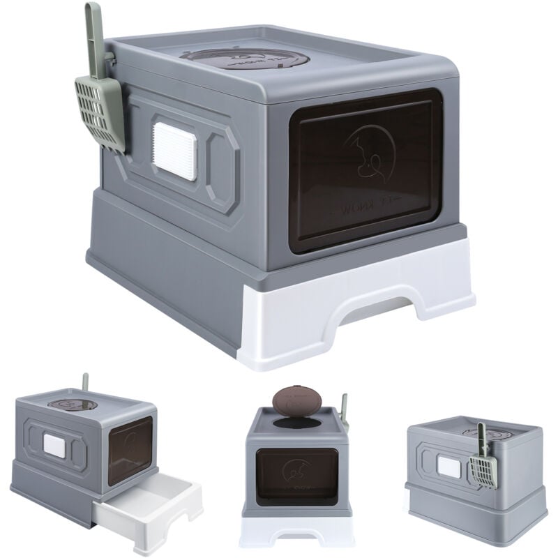 Toilettes pour chat, Bac à litière pour chat, avec pelle à litière, Résistant aux Odeurs, Toilette en Plastique Facile à Nettoyer pour Chats, 36 x 51