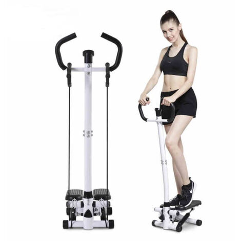 Haloyo Treppenstufenmaschine mit Lenker, multifunktionales Fitness-Profi-Heimgerät, Schwarz und Weiß