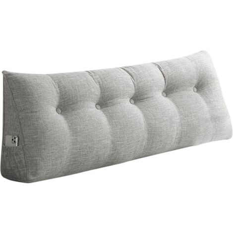 Haloyo® Triangulaire Coussin à Coins, Traversin Tête de lit Support Arrière, Gros Coussin Canapé,Oreiller Cervical Dossier de Soutien Lombaire, 160x50x20cm, Coton et lin,Gris clair