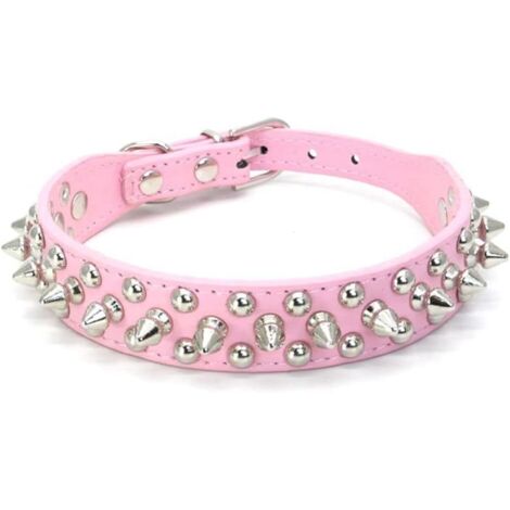 Halsband aus weichem PU-Leder für Hunde und Katzen mit genieteten Stacheln, verstellbar für kleine und mittelgroße Tiere