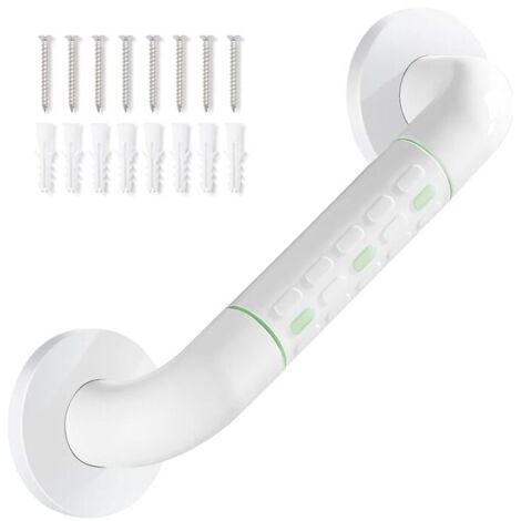 Haltegriff für Toilette, Haltegriff für Badezimmer mit rutschfestem Edelstahlgriff, Duschhaltegriff mit Leuchtringen – mit Abdeckflansch, 30 cm, modular