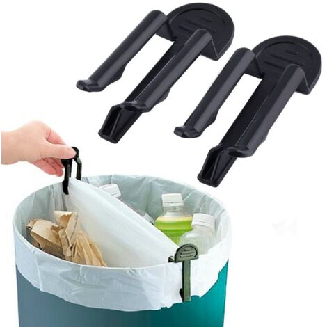 Halterung 2 zum Sichern und Verschließen von Müllsäcken (schwarzes Modell), perfekt für alle Arten von Mülltonnen aus Kunststoff