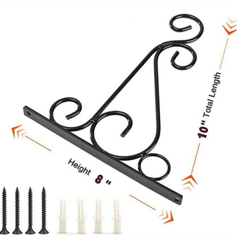 Halterungen für Hängekörbe, Wandhaken aus Eisen, Metallhalterungen zum Aufhängen im Freien mit Schrauben, Gartendeko für Pflanzen, Laternen, Windspiele (2 Stück)