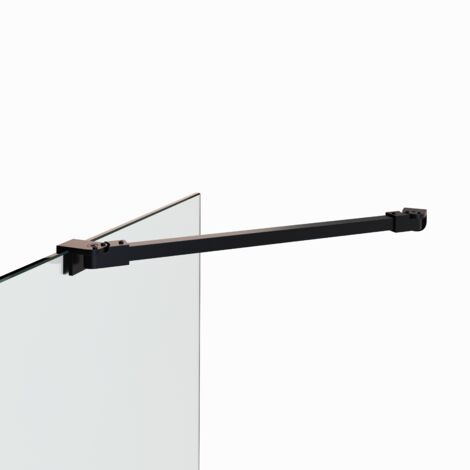 Haltestange für Duschwände Glaswand Walk In Duschkabinen Stabilisator Glasstärke von 6mm - 10mm Länge: 48 cm Eck-Stabilisationsstange 24BM Schwarz