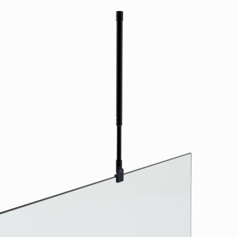 Haltestange Teleskopstange für Duschwände Glaswand Walk In Stabilisator Glasstärke von 6mm - 10mm justierbar von 52,5-75 cm Decken-Stabilisationsstange 21BM Schwarz