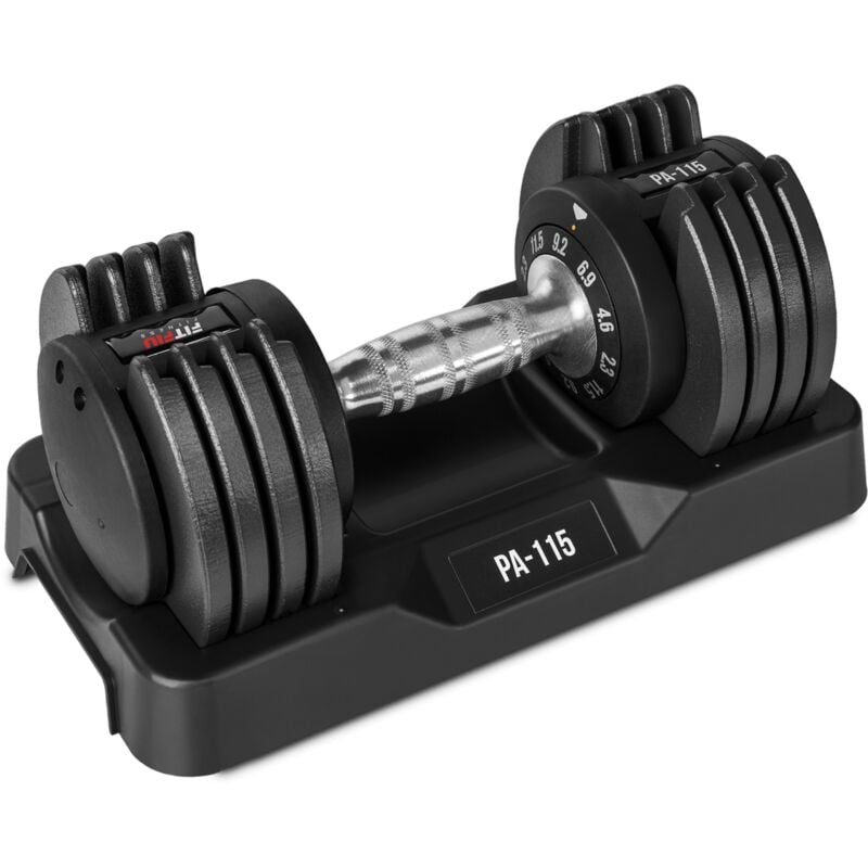 Fitfiu Fitness - Haltère réglable PA-115 avec une charge maximale de 11,5 kg pour la musculation à domicile. Haltère réglable en 2,3 kg, 4,6 kg, 6,9