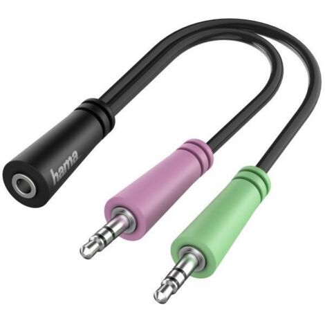 Hama 00200351 Jack Audio Cavo [2x Spina jack da 3.5 mm - 1x Presa jack da 3.5 mm] 0.15 m Nero