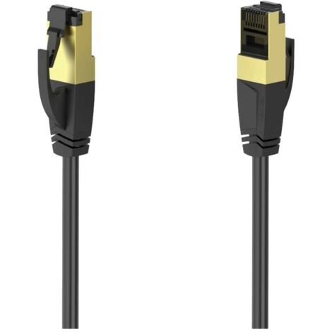 Hama 00200692 RJ45 Câble réseau, câble patch CAT 8 S/FTP 1.5 m noir contacts dorés 1 pc(s) Y428052
